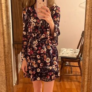 MOVING SALE Parker Floral Silk Long Sleeve Wrap Mini Dress